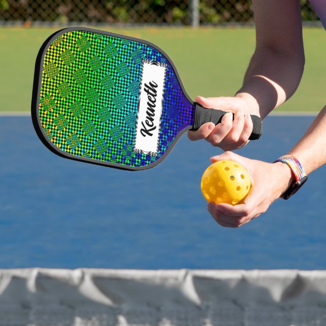 Rippled Checkers by Kenneth Yoncich Pickleball Paddle (Insitu)
