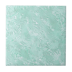 Rippled Faux Silk Moire in Pale Green Ceramic Tile