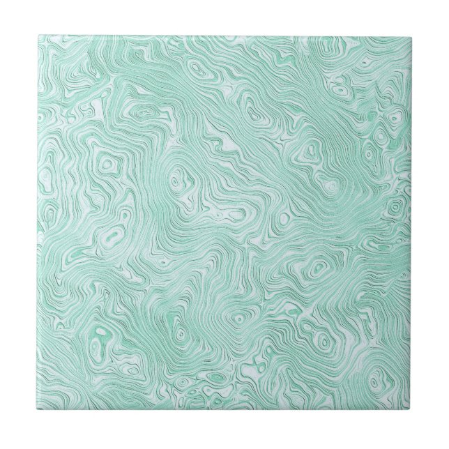Rippled Faux Silk Moire in Pale Green Ceramic Tile (Front)