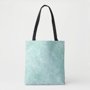 Rippled Faux Silk Moire in Pale Green Tote Bag