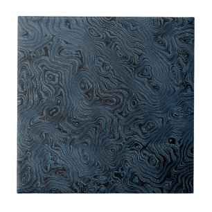 Rippled Faux Silk Moire in Rich Teal Blue Ceramic Tile