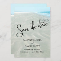Rippled Sand Aqua Water Modern Beach Save the Date