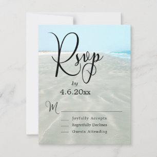 Rippled Sand Aqua Water Photo Modern Beach Wedding RSVP Card