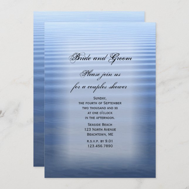 Rippled Water Couples Wedding Shower Invitation (Front/Back)