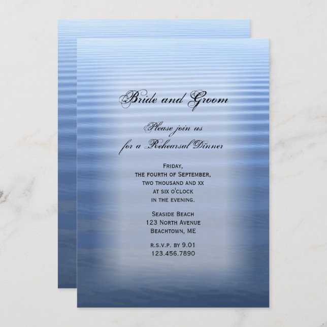 Rippled Water Wedding Rehearsal Dinner Invitation (Front/Back)