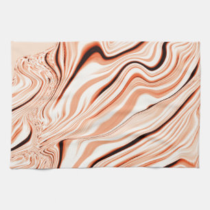 Ripples in shades of beige, curved brown cylinder tea towel