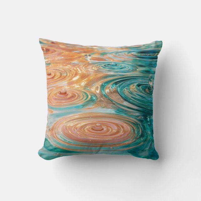 Ripples of Tranquility Abstract Water Harmony Cushion (Front)