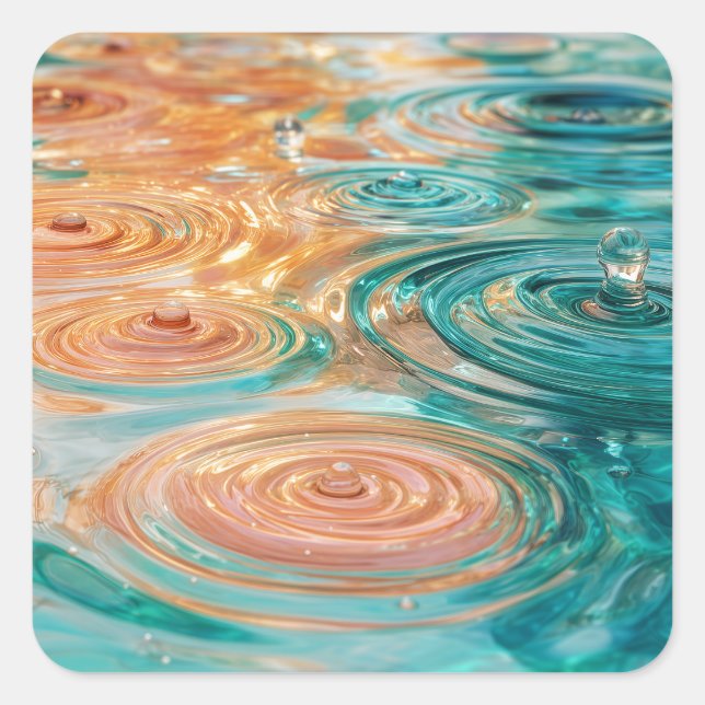 Ripples of Tranquillity Abstract Water Harmony Square Sticker (Front)