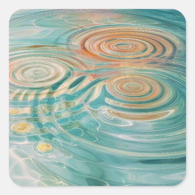 Ripples of Tranquillity Abstract Water Harmony Square Sticker (Front)
