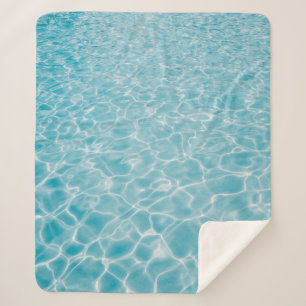 Rippling crystal blue water sherpa blanket