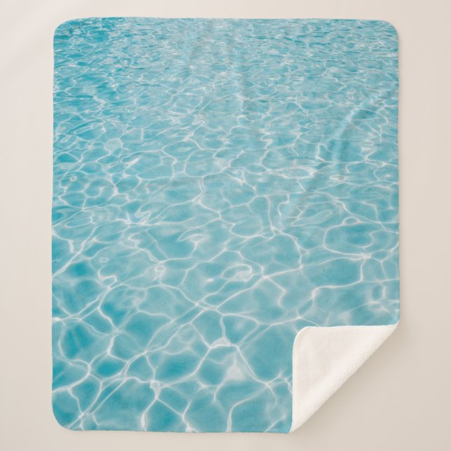 Rippling crystal blue water sherpa blanket (Front)