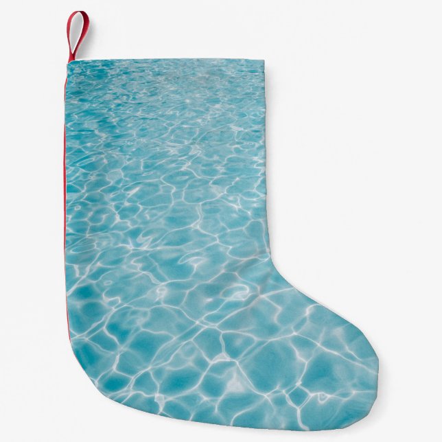 Rippling crystal blue water small christmas stocking (Front)