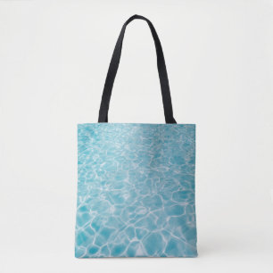 Rippling crystal blue water tote bag