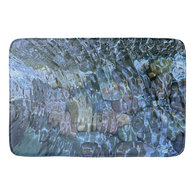 Rippling water, brook, steam, Underwater Stones Bath Mat (Front)