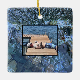 Rippling water, brook, steam, Underwater Stones Ceramic Ornament