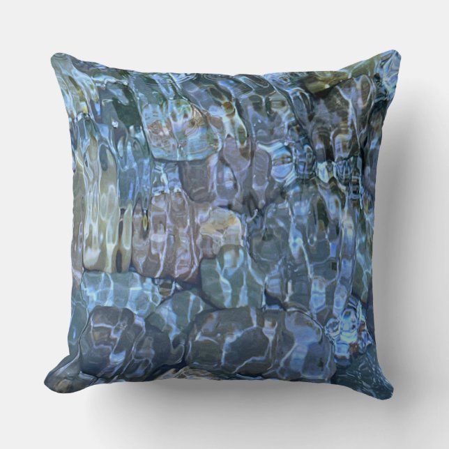 Rippling water, brook, steam, Underwater Stones Cushion (Front)