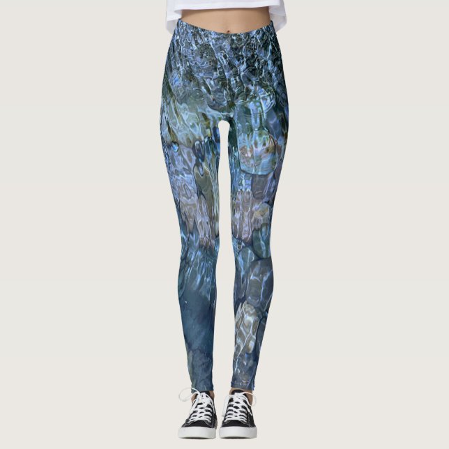 Rippling water, brook, steam, Underwater Stones Leggings (Front)
