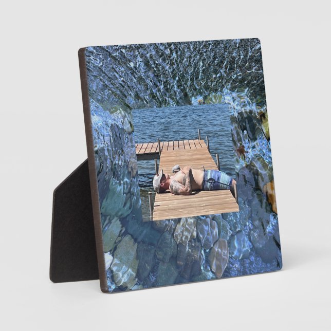 Rippling water, brook, steam, Underwater Stones Plaque (Front)