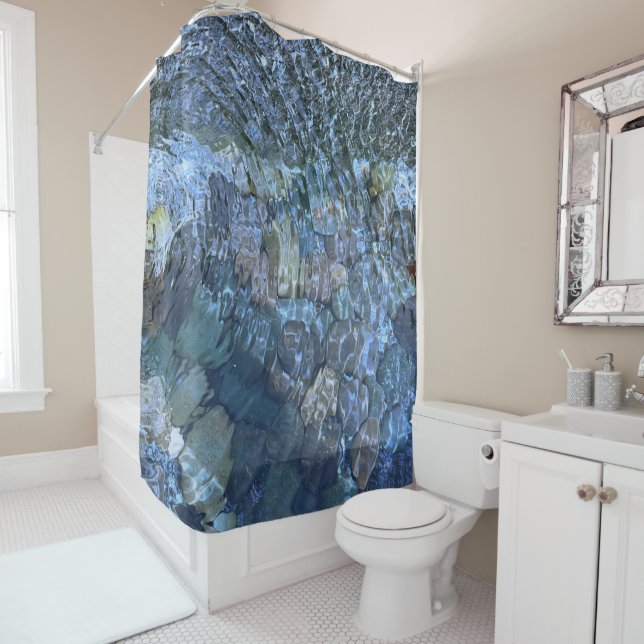 Rippling water, brook, steam, Underwater Stones Shower Curtain (In Situ)