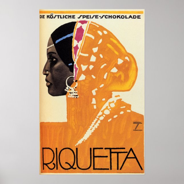 RIQUETTA CHOCOLATES 1926 Ludwig Hohlwein Advert Poster (Front)