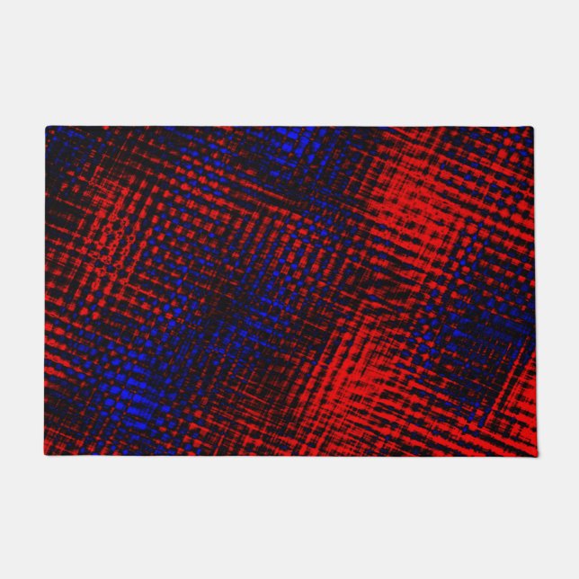 Riscos vermelhos cruzados e fundo azul? doormat (Front)