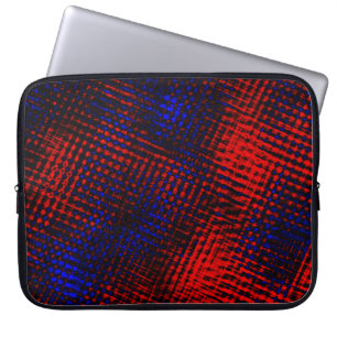 Riscos vermelhos cruzados e fundo azul? laptop sleeve
