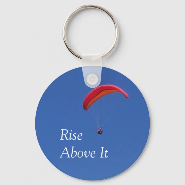 'Rise Above It' Paragliding Keychain (Front)