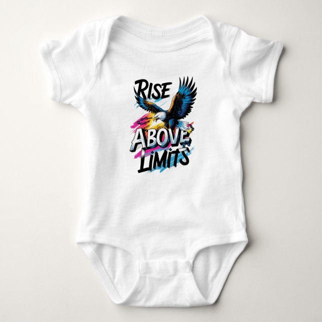 Rise Above Limits | Bold Eagle Motivational  Baby Bodysuit (Front)