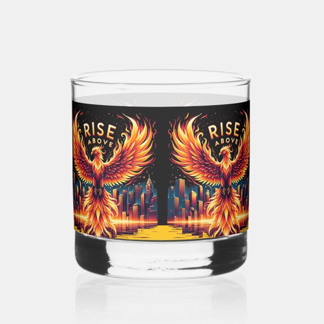 Rise Above Phoenix Whiskey Glass (Front)