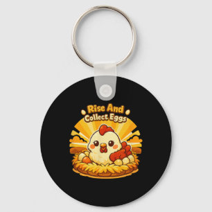 Rise And Collect Eggs Chicken Keeper Morning Humou Key Ring