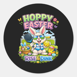Rise And Dink Pickleball Player Easter – Funny Cut Classic Round Sticker