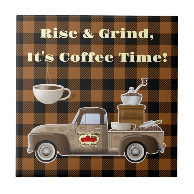 Rise and Grind Coffee Truck Ceramic Tile (Front)