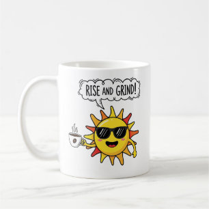 Rise and Grind – Colourful Coffee Sun Quote Design Mug