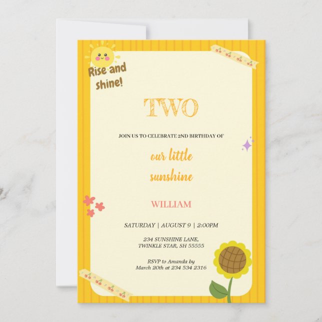 RISE AND SHINE BIRTHDAY INVITATION (Front)