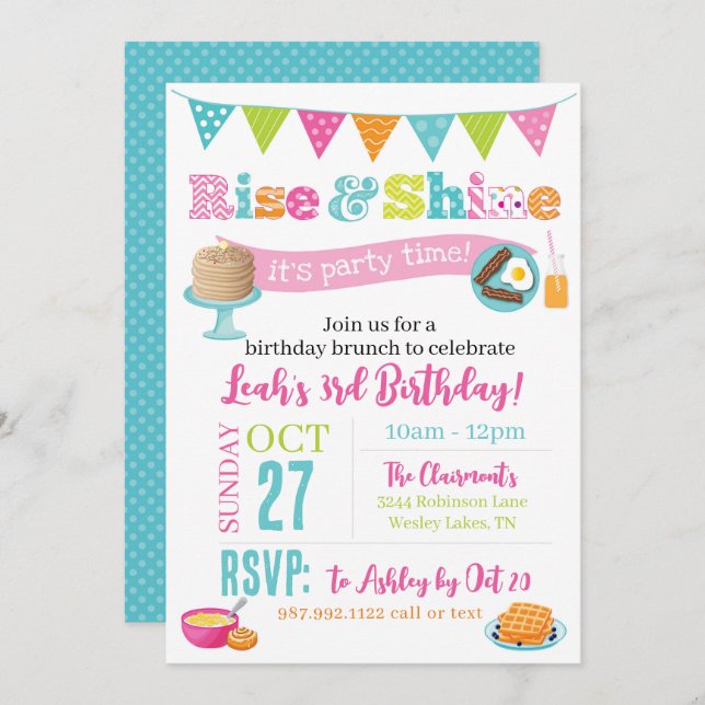 Rise and Shine Brunch Invitation (Front/Back)