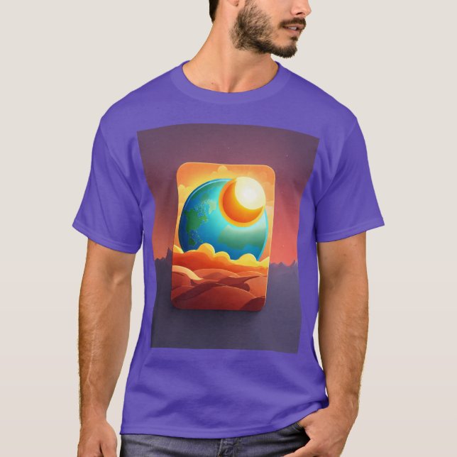Rise and Shine: Men's T-Shirt with Sunrise Cartoon (Front)