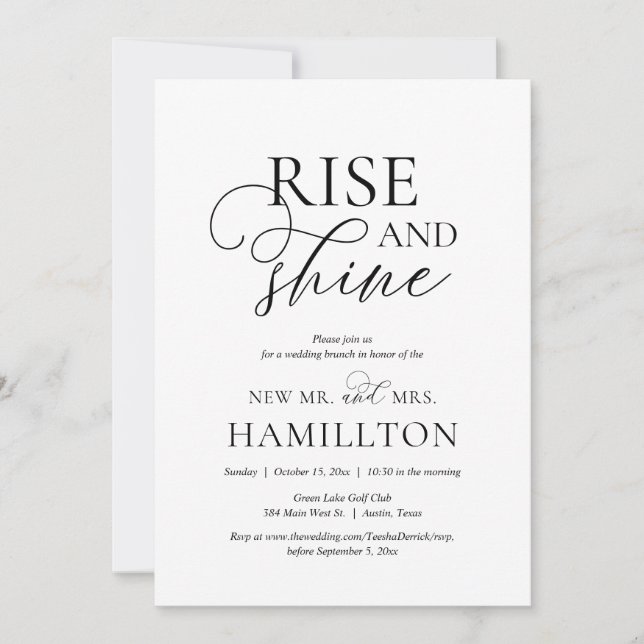 Rise and Shine, Post wedding Brunch Celebration In Invitation (Front)