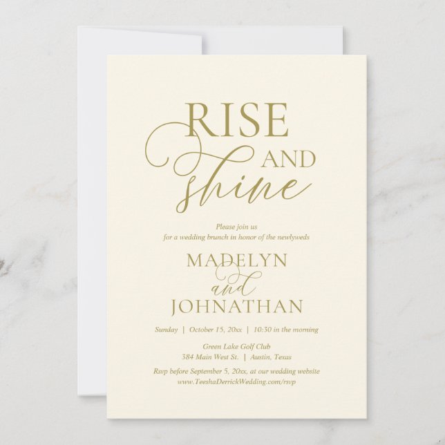 Rise and Shine, Post wedding Brunch Celebration Invitation (Front)