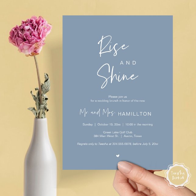 Rise and Shine, Post wedding Brunch Invitation (Rise and Shine, Post Wedding Brunch Invitation Card, PDF, in Dusty Blue)