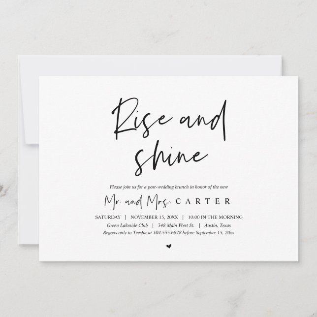 Rise and Shine, post wedding celebration Invitatio Invitation (Front)