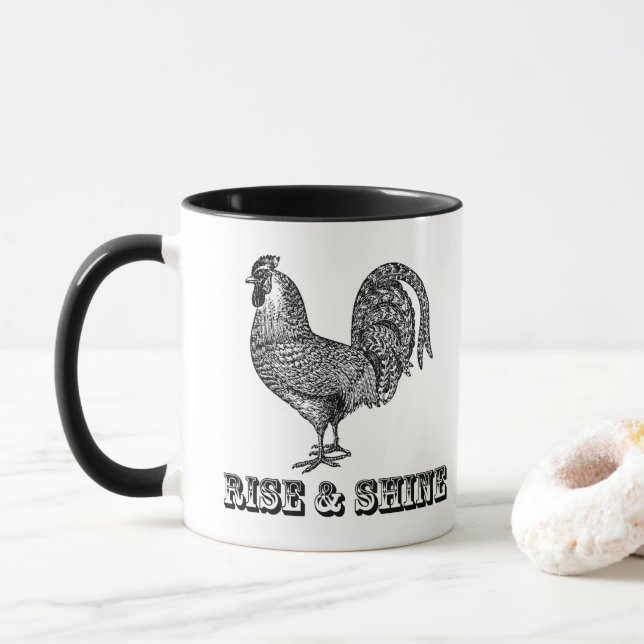Rise and Shine Rooster Coffee Mug (With Donut)
