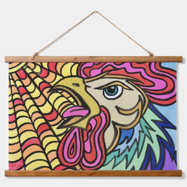Rise and Shine Rooster Hanging Tapestry (Front)