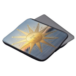 Rise and shine sleek geometric gold star laptop sleeve