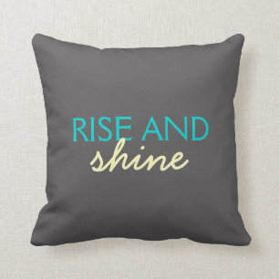 Rise and Shine - Teal and Yellow on Grey Cushion