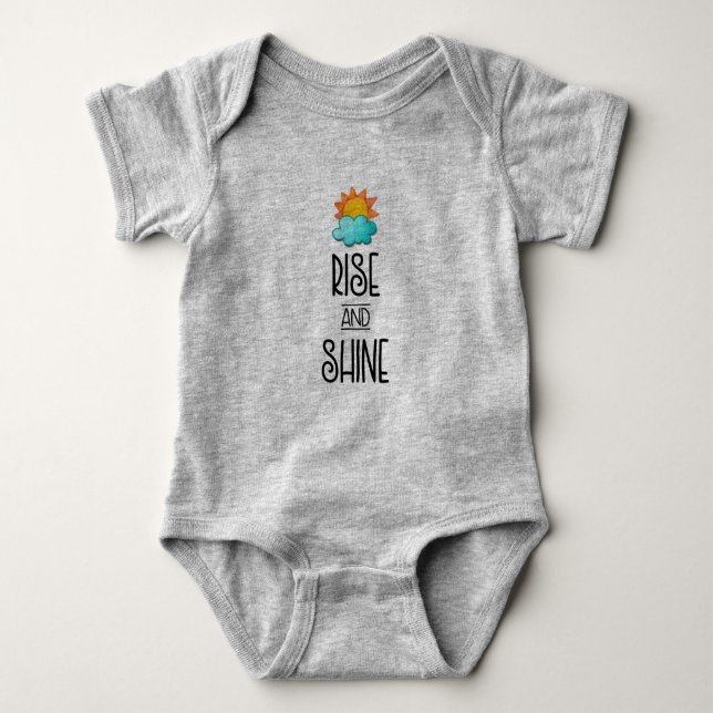 Rise and Shine Typography With Sun and Cloud Baby Bodysuit (Front)