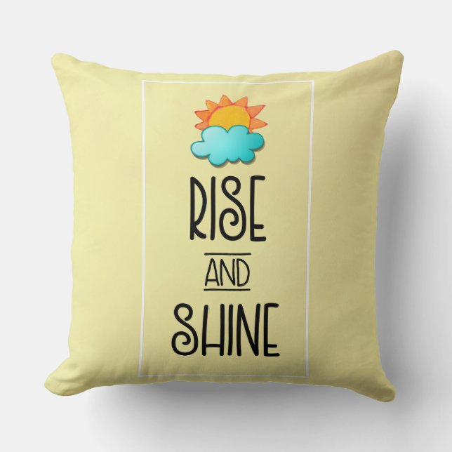 Rise and Shine Typography With Sun and Cloud Cushion (Front)