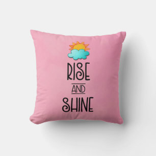 Rise and Shine Typography With Sun and Cloud Cushion