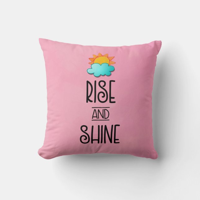 Rise and Shine Typography With Sun and Cloud Cushion (Front)