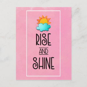 Rise and Shine Typography With Sun and Cloud Postcard