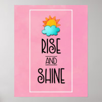 Rise and Shine Typography With Sun and Cloud